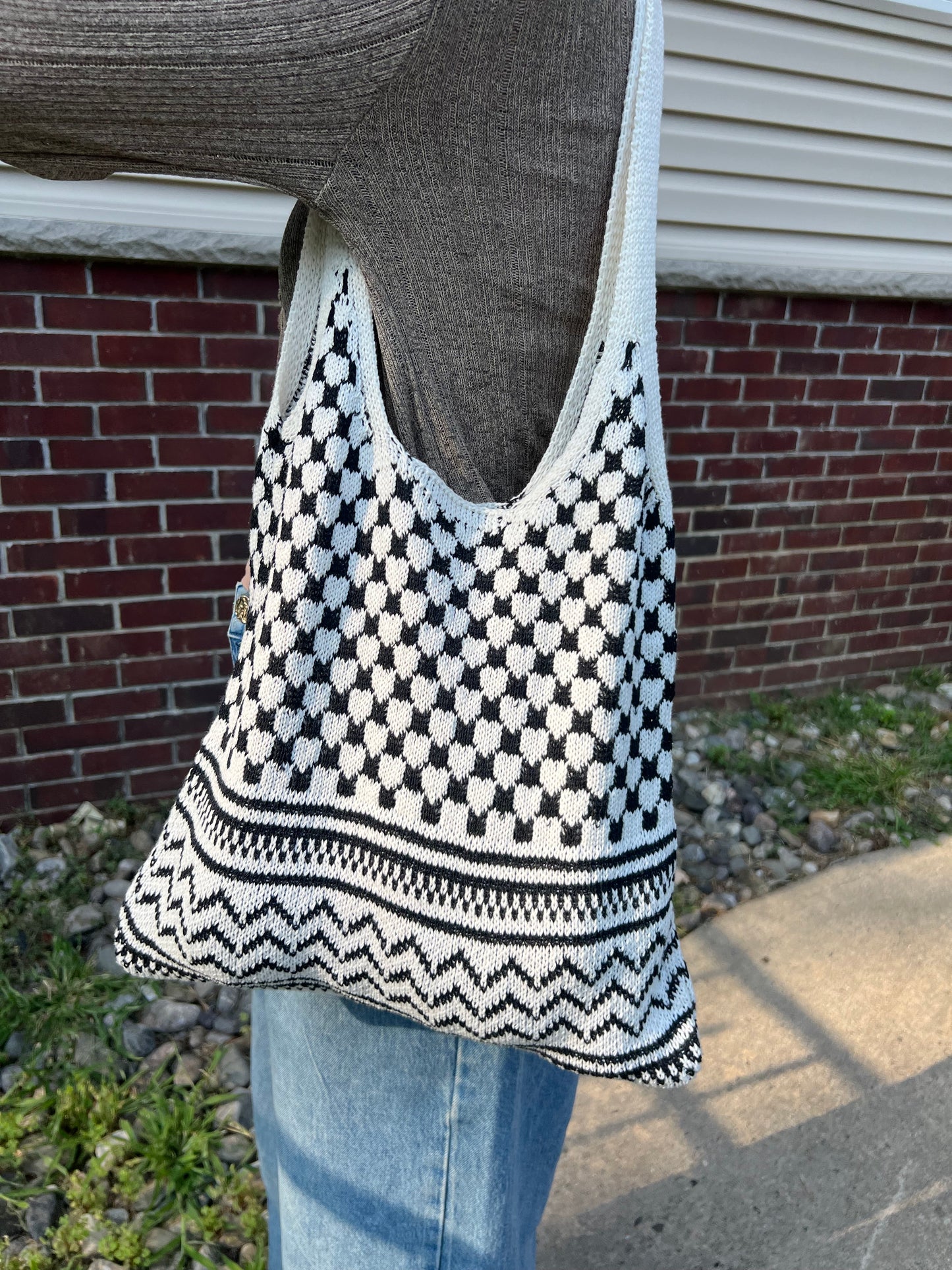 Knit Kuffiyeh Tote Bag | Salam Collective