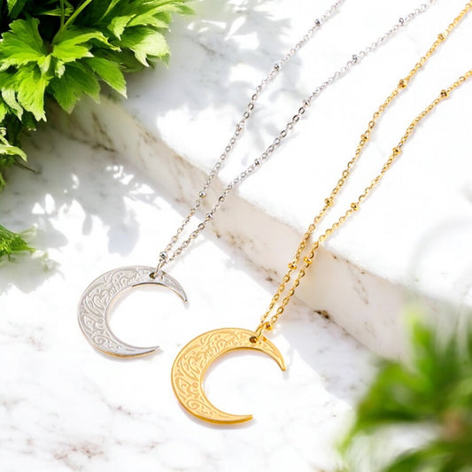 Verily With Every Hardship Comes Ease Necklace – Crescent Moon Pendant