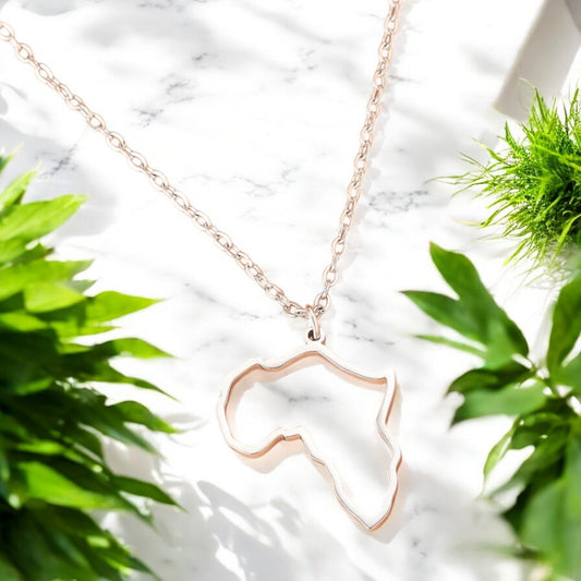 Africa Map Necklace – Gold & Silver Stainless Steel