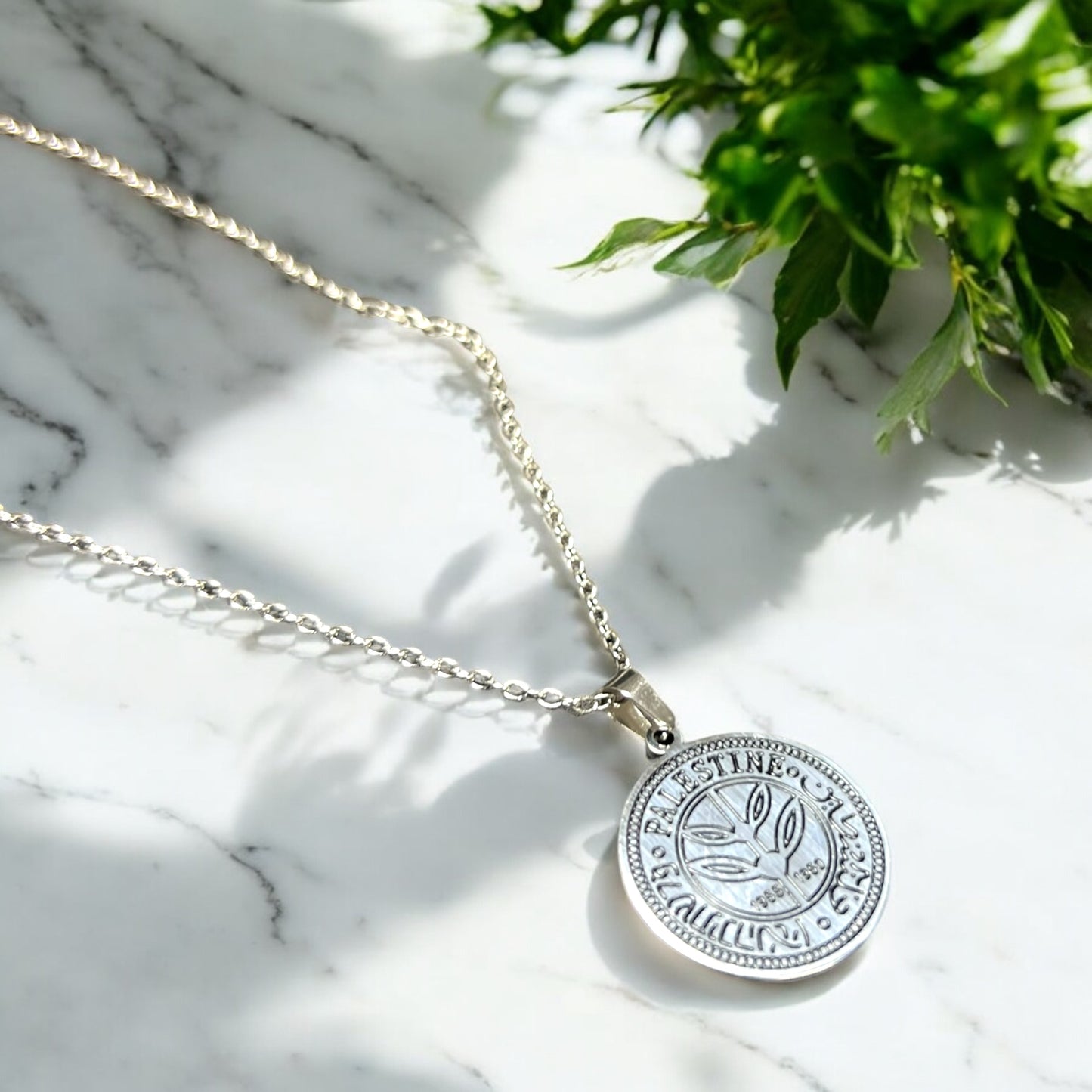 Palestine Coin Necklace, Stainless Steel | Gold &Silver