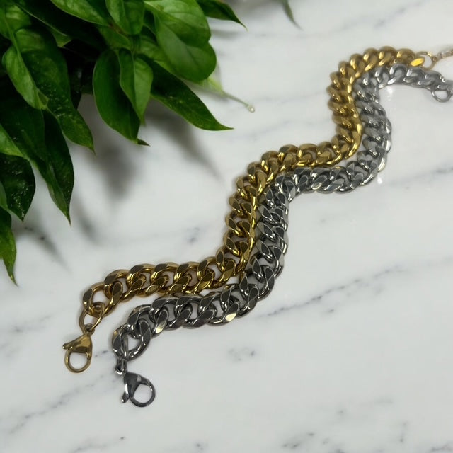 Cuban Link Chain Bracelet | Stainless Steel | Gold & Silver