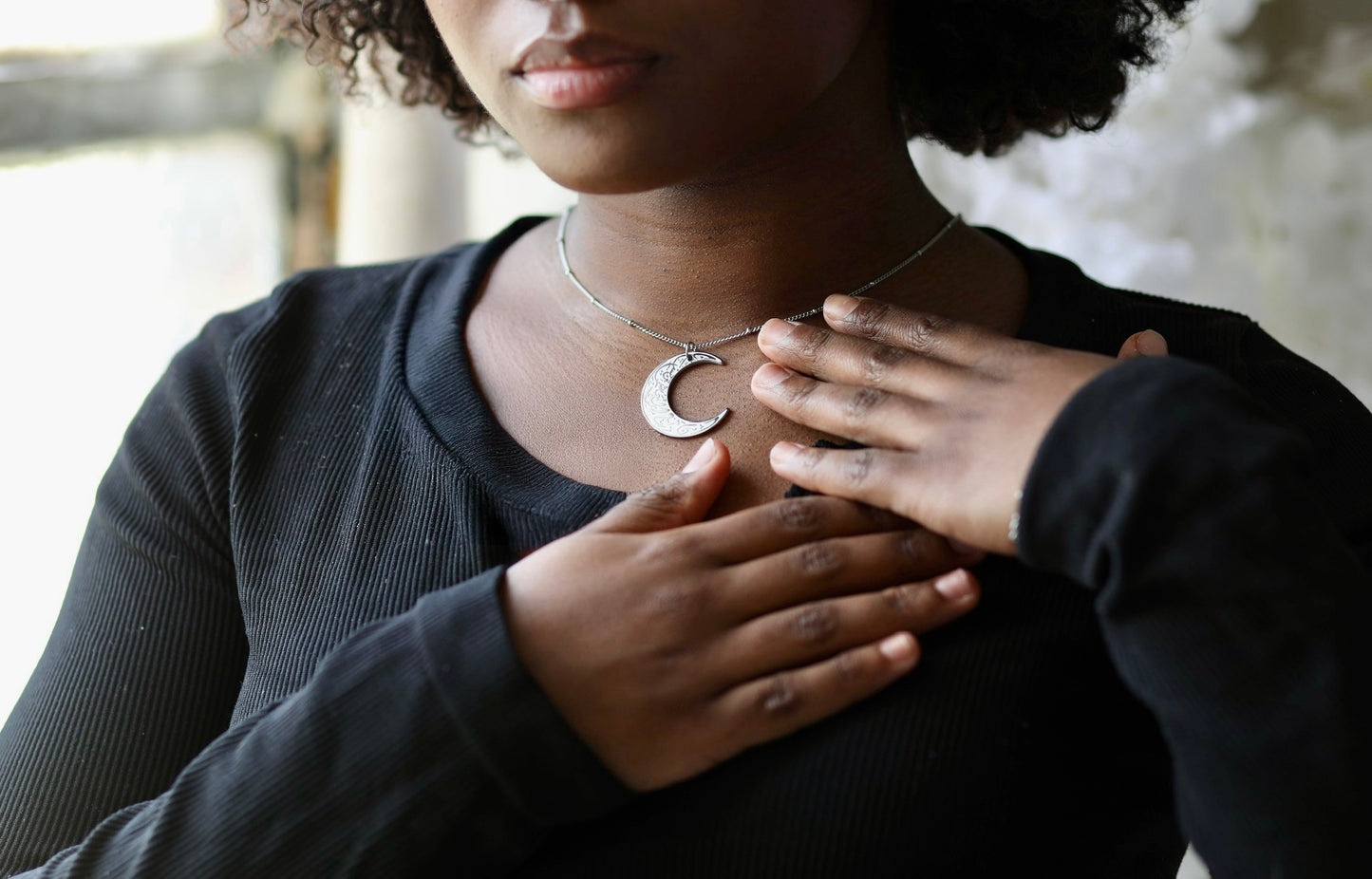 Verily With Every Hardship Comes Ease Necklace – Crescent Moon Pendant