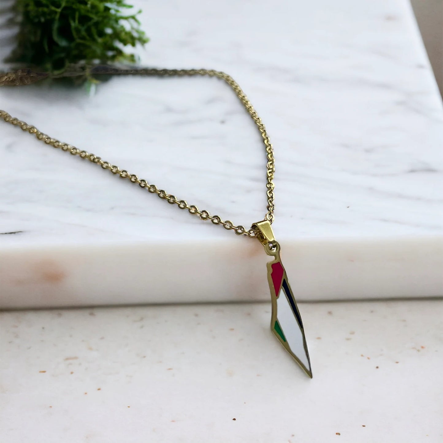 Palestine Flag Map Necklace