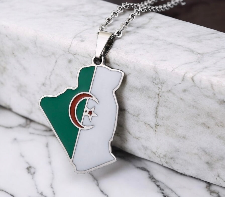 Algeria Flag Map Necklace