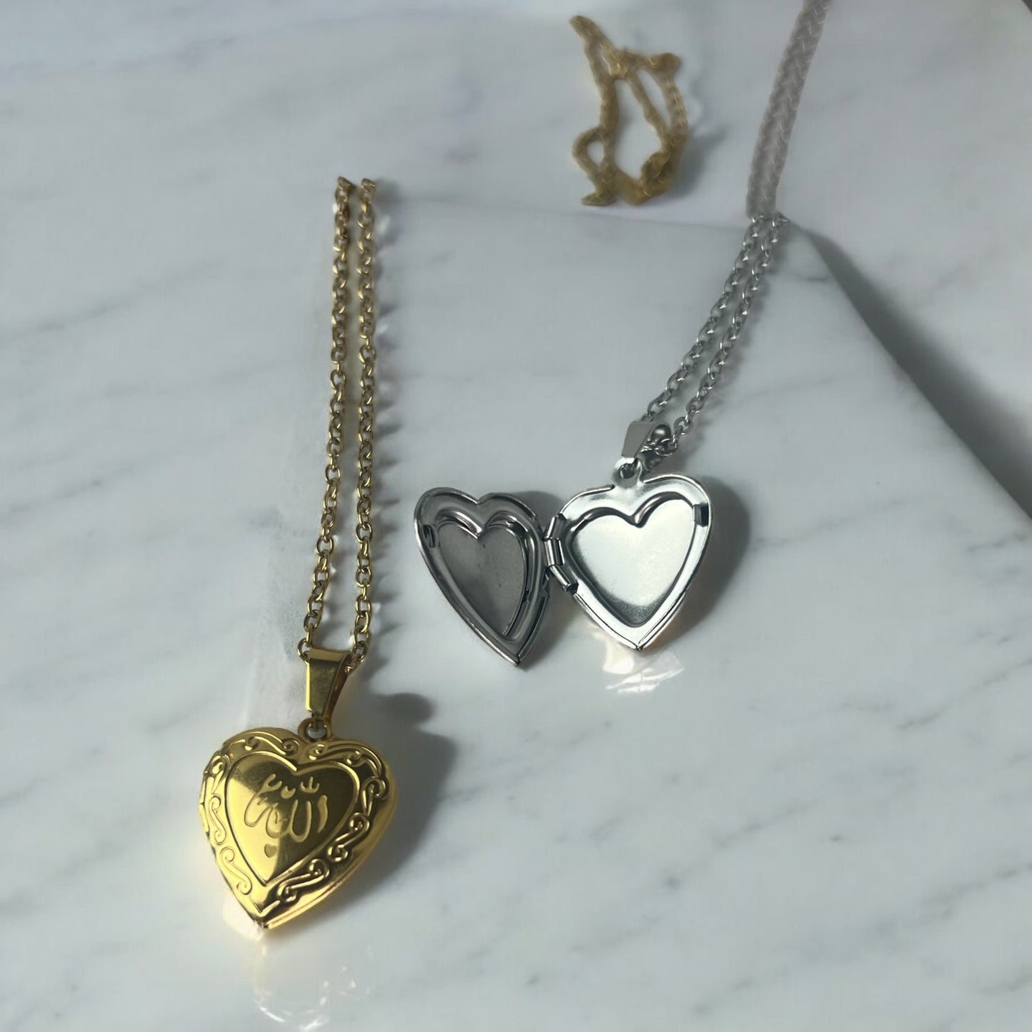 Allah Heart Locket Pendant – Stainless Steel | Heart-Shaped Islamic Jewelry