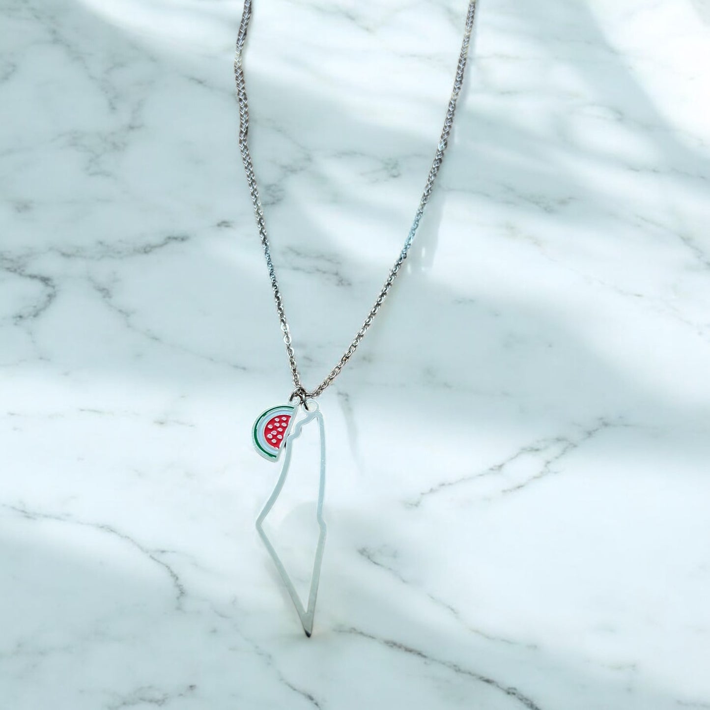 Palestine Watermelon Charm Necklace – Gold & Silver