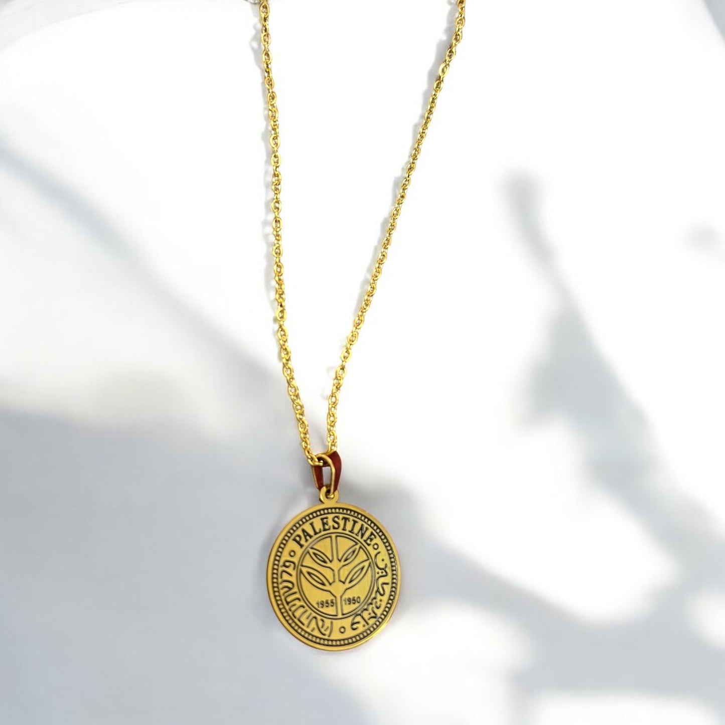 Palestine Coin Necklace, Stainless Steel | Gold &Silver