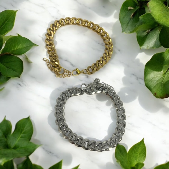 Cuban Link Chain Bracelet | Stainless Steel | Gold & Silver