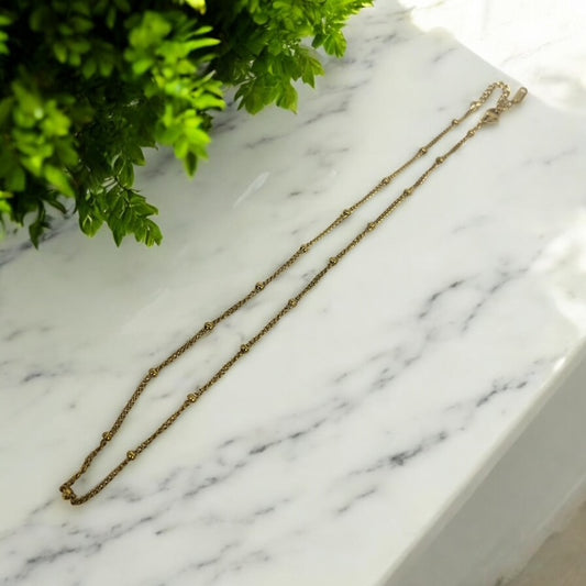 Dotted Chain Necklace| Stainless Steel |  Gold